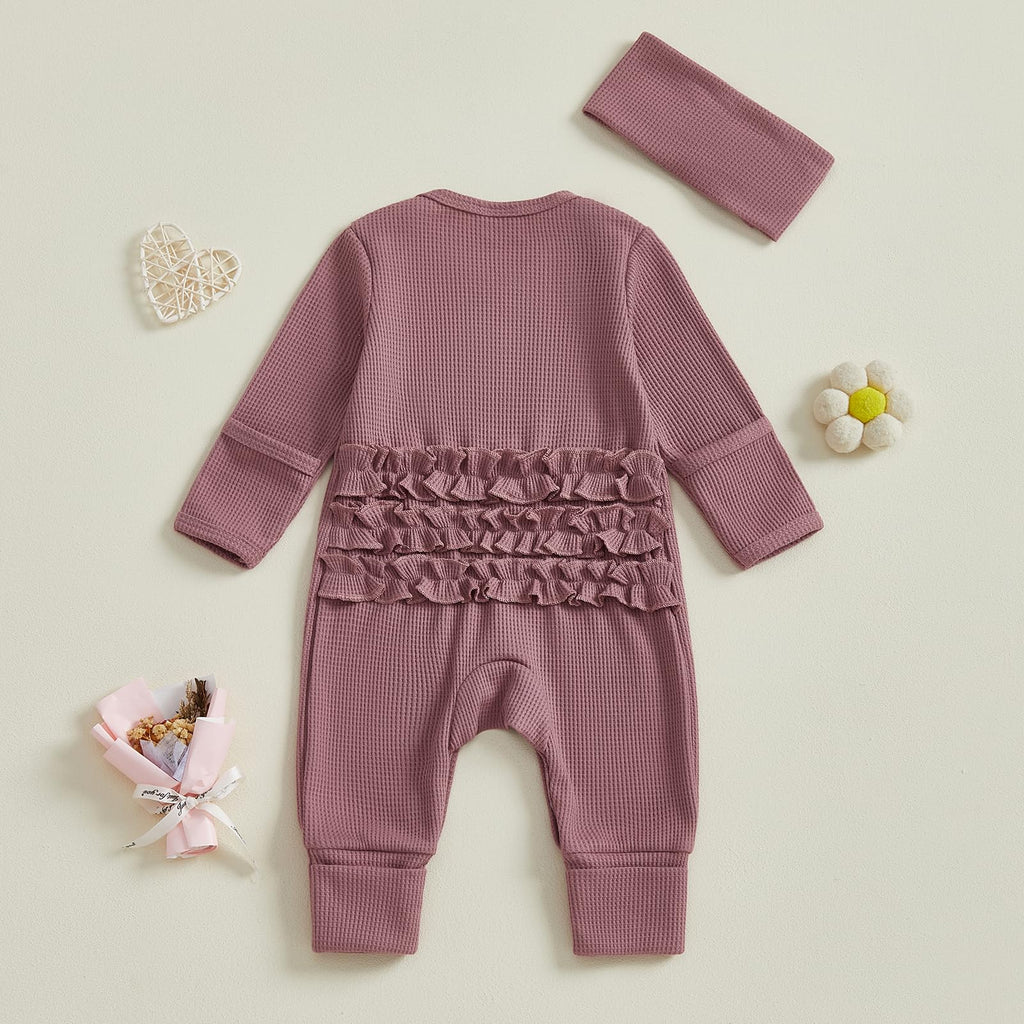 Sister Newborn Outfit Baby Girl Going Home Outfit Infant Romper Waffle Footies Knitted Jumpsuit Mitten Clothes