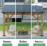10x12 ft Spruce Wood Gazebo, Hardtop Pergola with Metal Stee - Image 6