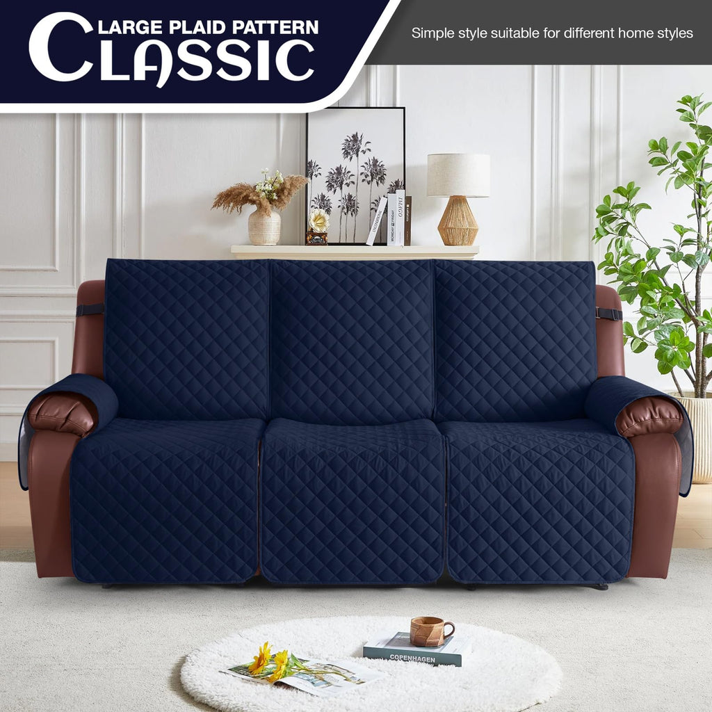 Waterproof Recliner Sofa Covers Washable, 3 Seater, Dark Blue