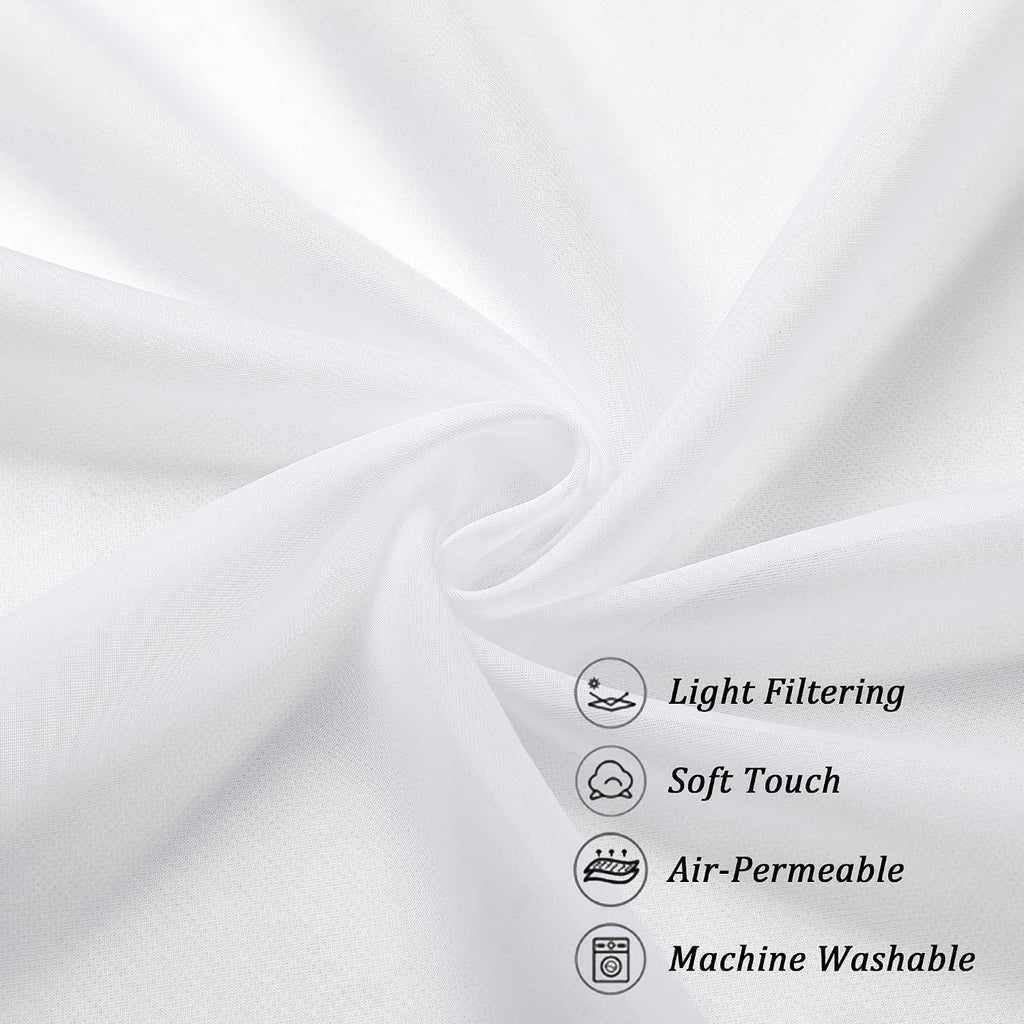 Sheer White Valances for Windows 2 Pack, Small Window Curtains for Living Room Bathroom Cafe Laundry Basement, Modern