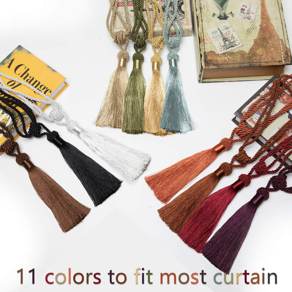 Curtain Tiebacks Hand-Woven Tassels Holdbacks - 4 Pack