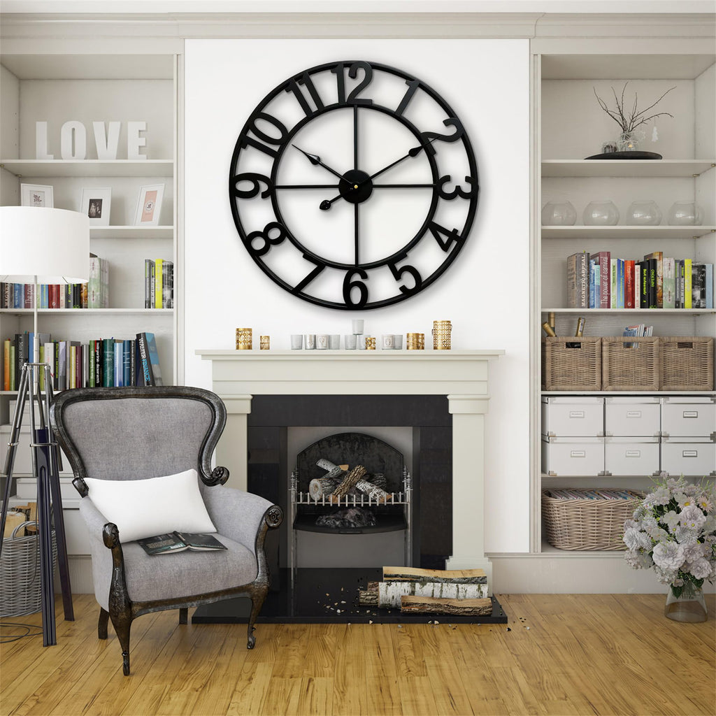Silent 24 Inch Wall Clocks Decor, Arabic Numeral
