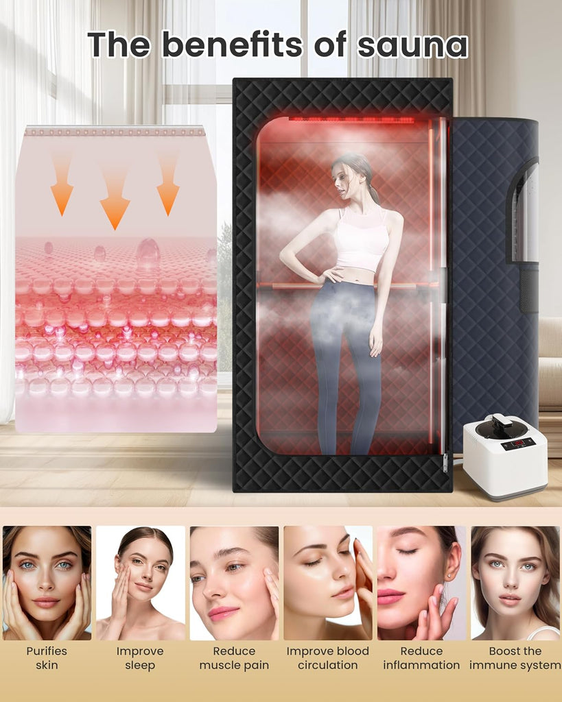 Portable Infrared Sauna, Steam Sauna with XL Steamer, 5-Layer Waterproof & Heat Insulation for Relaxation
