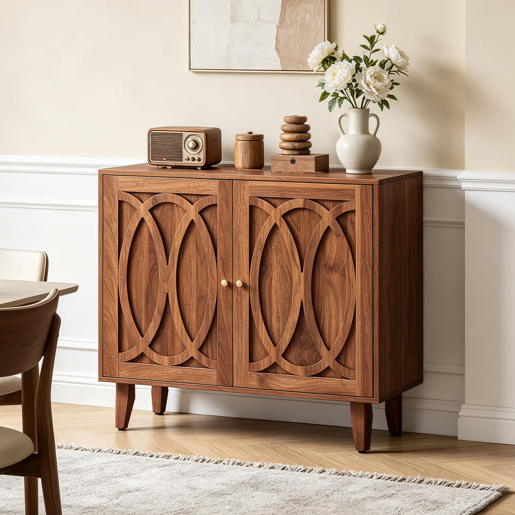 94.5" Mid Century Modern Sideboard Buffet Cabinet with Storage