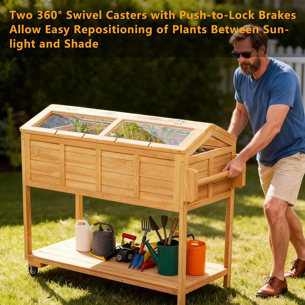 Raised Garden Beds Elevated Herb Planter Box with Legs Cover Indoor Outdoor