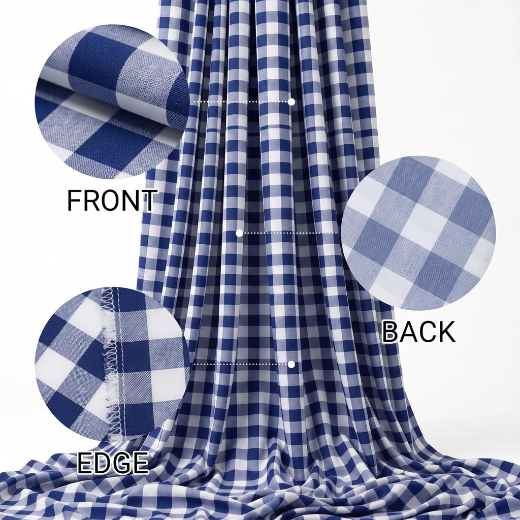 Gingham Fabric by the Yard 1 Yard x 94'' Wide Blue Poly Plaid