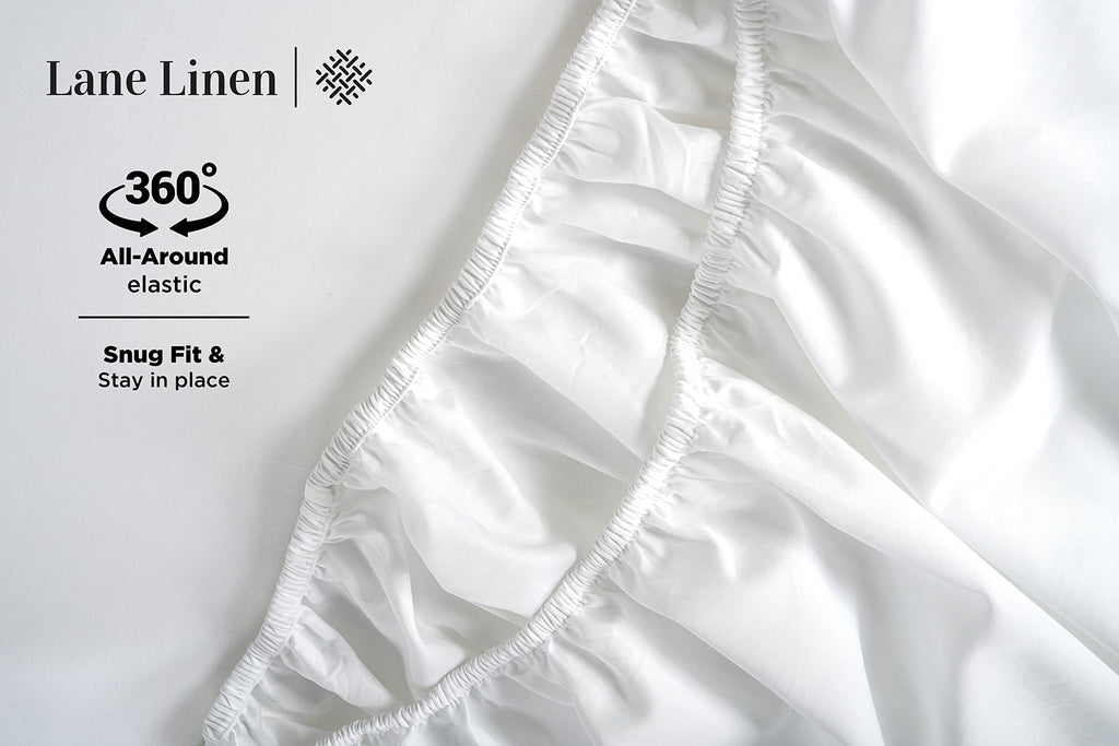 600TC 100% Cotton Sheets - Silky Smooth Sateen Weave, White