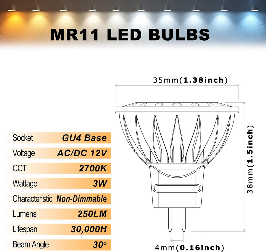 MR11 LED Bulbs 12v 20w 35w Replacement Low Voltage Landscape
