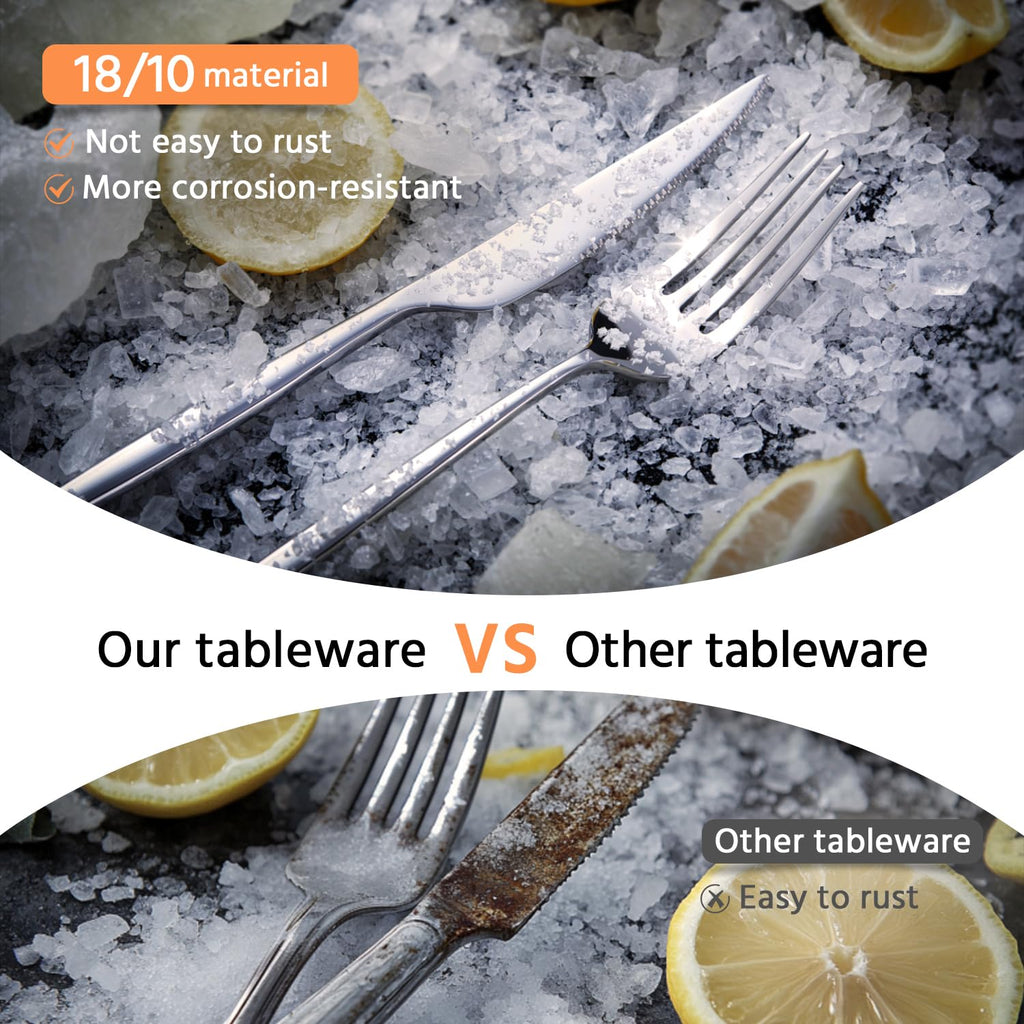 18/10 Silverware Set for 8, 40 Piece Stainless Steel Flatware Cutlery Set