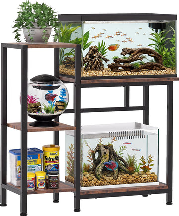 5/10 Gallon Fish Tank Stand with Storage Shelves Wood Aquarium Stand