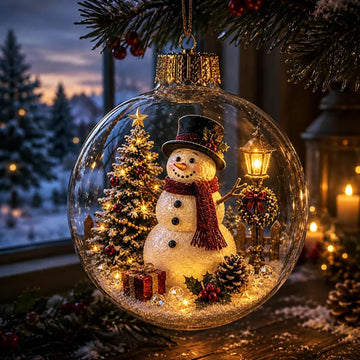 Glowing Christmas Story Ornament, Light-Up Mini Holiday Scene with Warm LED Light, Festive Keepsake Gift Christmas