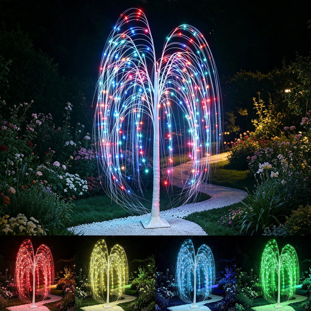 5FT Lighted Weeping Willow Tree, 216 LED Artificial Willow Tree, Multi