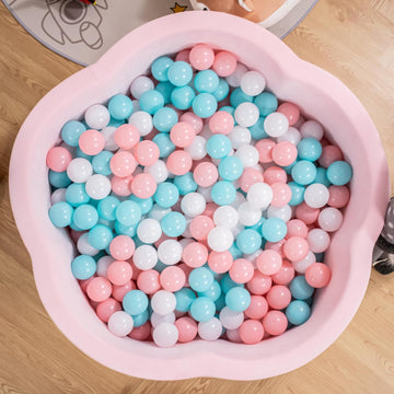 Baby Ball Pit - Premium Velvet Memory Foam Ball Pit for Toddlers 1-3 and Babies - Large Pink Flower Baby Ballpit