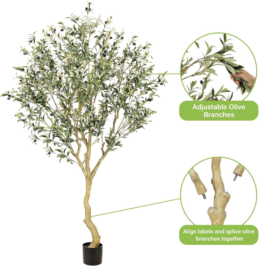 7FT Olive Trees Artificial Indoor - Tall Faux Olive Tree 7 Feet