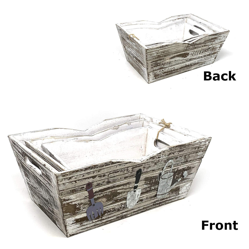 Set Wooden Boxes Planter Trough for flower pots - Indoor Outdoor decoration Storage Display Boxes (Style