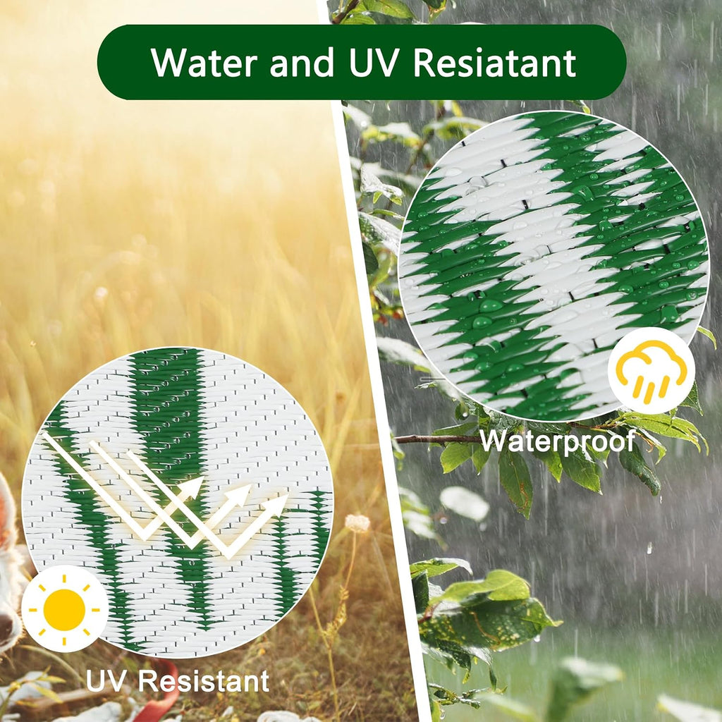Reversible Outdoor Rugs 8'x10' Waterproof Outdoor Patio Rugs Clearance Portable RV Camping Mats Green Lightweight