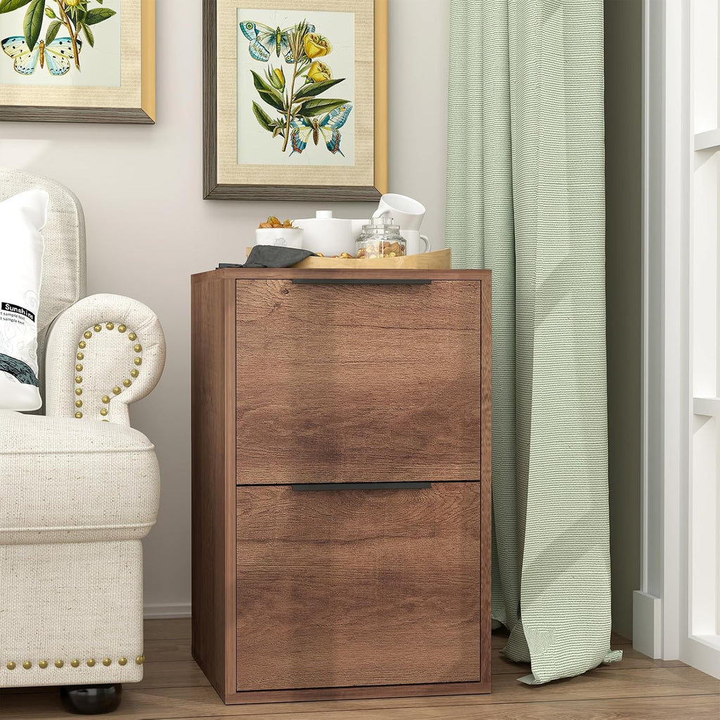 File Cabinet, 2 Drawer Filing Cabinet , Modern Farmhouse File Cabinets with Hanging Rail for Letter Files,Small