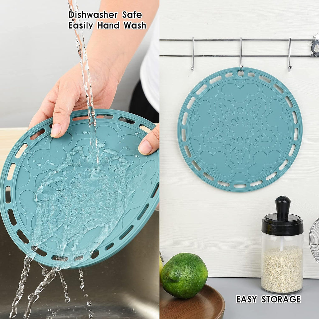Silicone Trivet Mat Big Round Silicone Pot Holder Hot Pads and Trivets for Hot Dishes and Hot Pots, Hot Mats - Set of 3