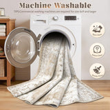 8x10 Washable Vintage Area Rug, Low Pile Non-Slip Neutral Carpet for Bedroom Dining Room Beige
