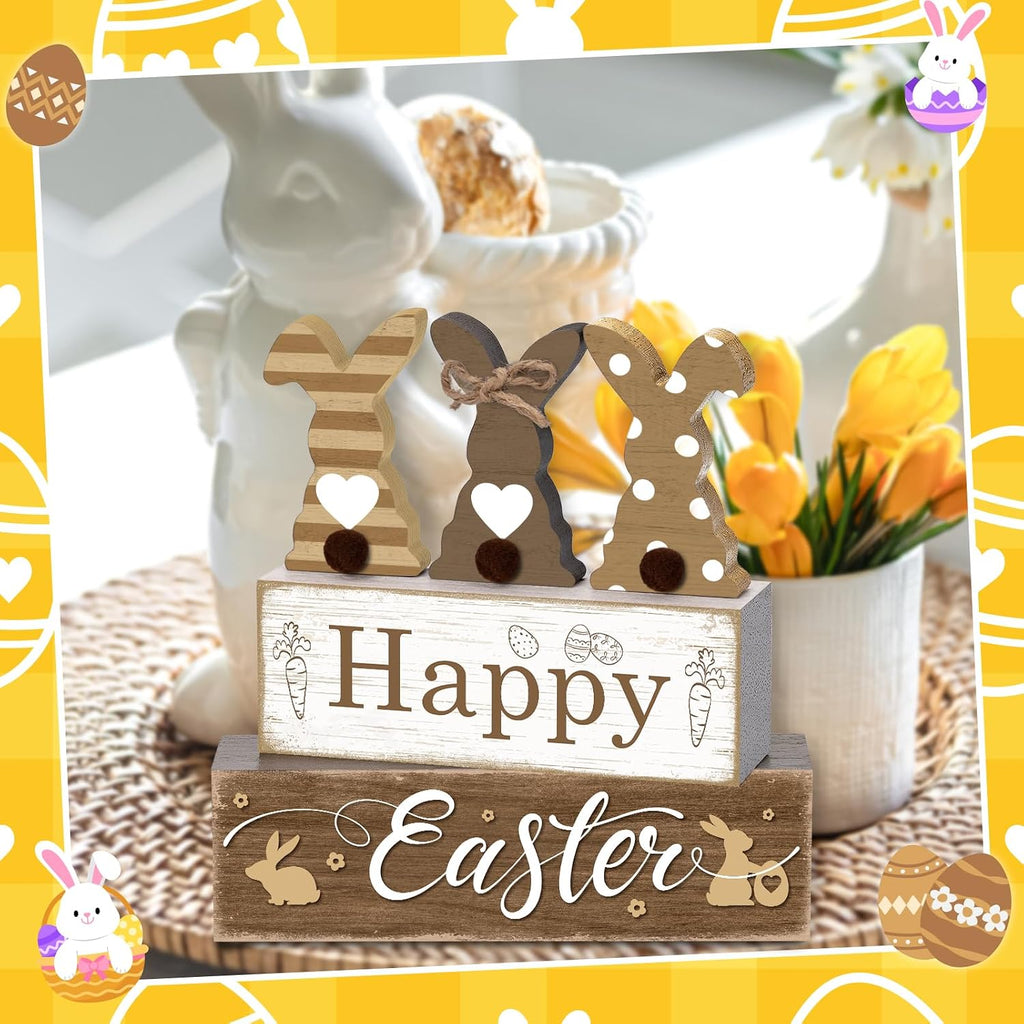Tiered Tray Decor Set, , Wooden Table Sign, Bunny Easter - Set of 4