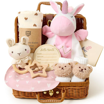 Baby Shower Gifts for Girls, Newborn Baby Gift Basket Set