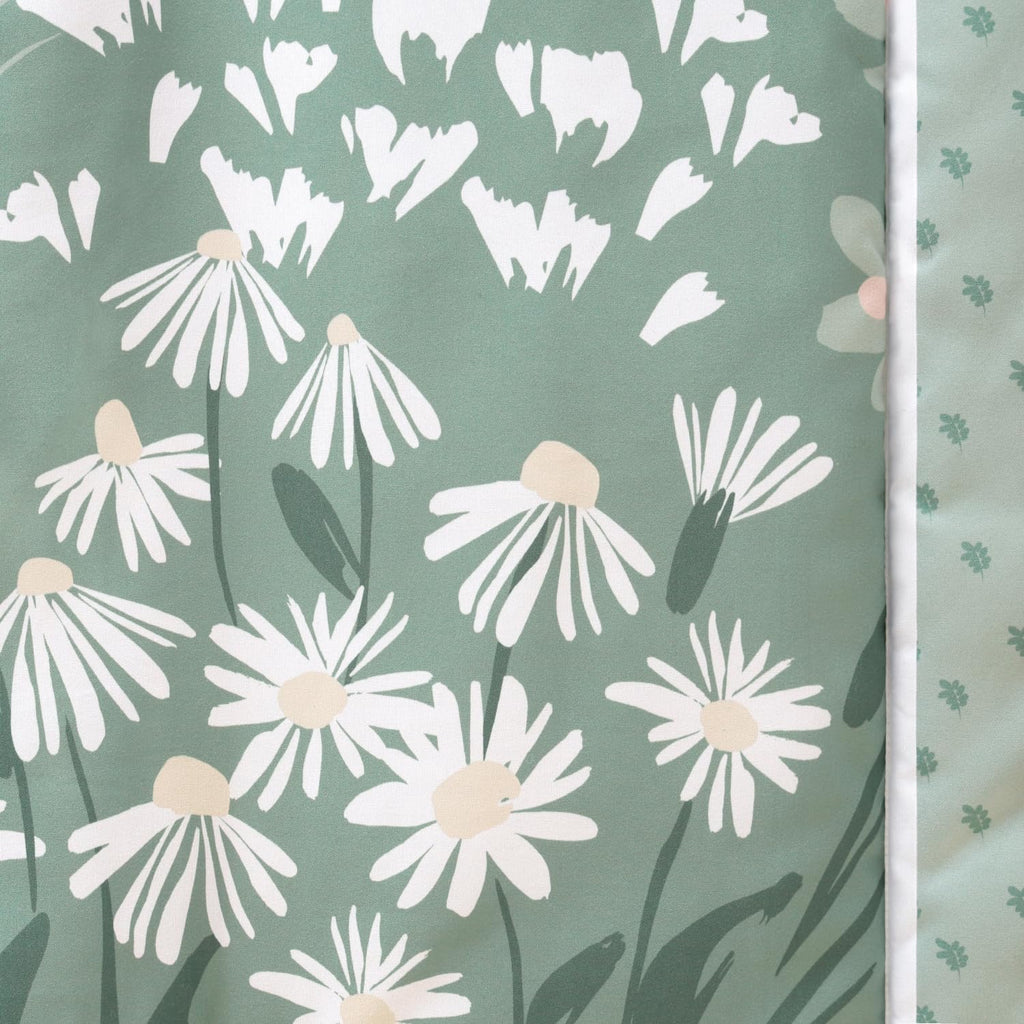 Sage Meadow 3-Piece Baby Girl Crib Bedding Set - Botanical Nursery Quilt Comforter, Sheet & Skirt - Floral Baby Crib