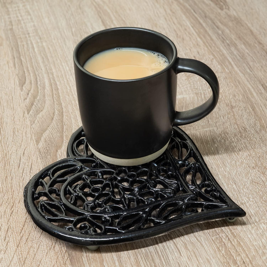 Heart Shaped Cast Iron Trivet with Rubber Feet, Vintage/Rustic