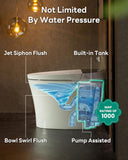 Smart One-Piece Toilet with Built-In Bidet, ADA Comfort Height, Temperature Control, Foot Sensor Operation, Warm Water, Heated Seat, Air Dryer, Digital Display