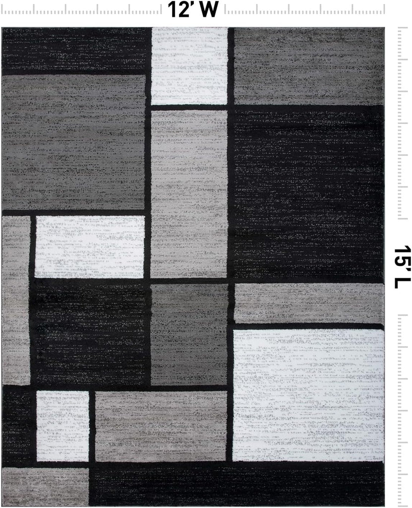 Modern Geometric Boxes Area Rug, Non Shedding Soft
