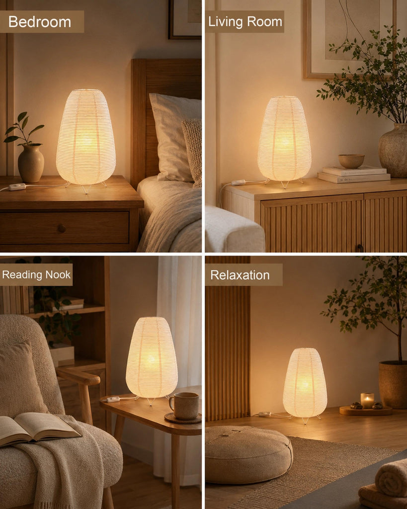 Rice Paper Table Lamp, Japanese Paper Lantern Lamp, E12