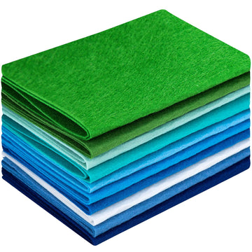 10 Sheets Felt Fabric for Crafts, 8x20 Inch 1.4mm Thick (Blue)