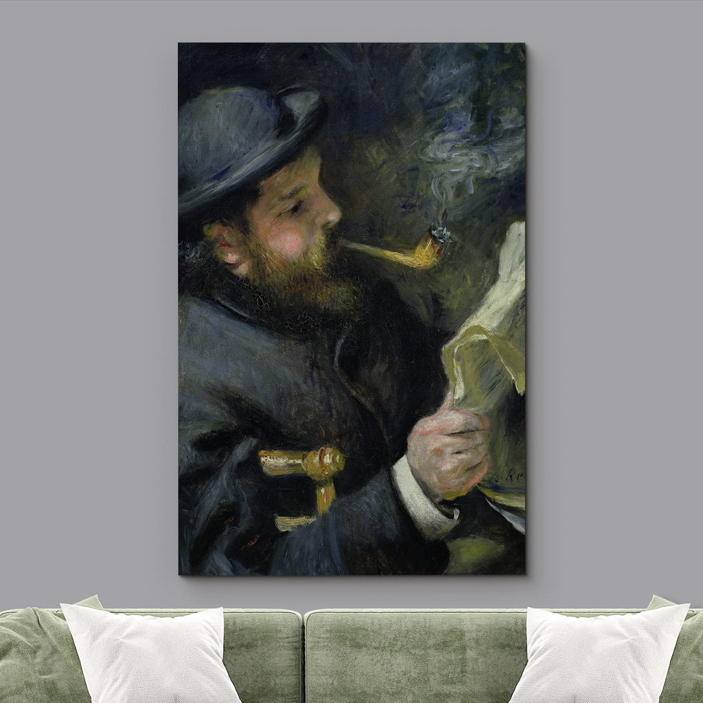 Canvas Print Wall Art Portrait of Monet in Hat Claude Monet Classical Illustrations Fine Art Decorative Vintage