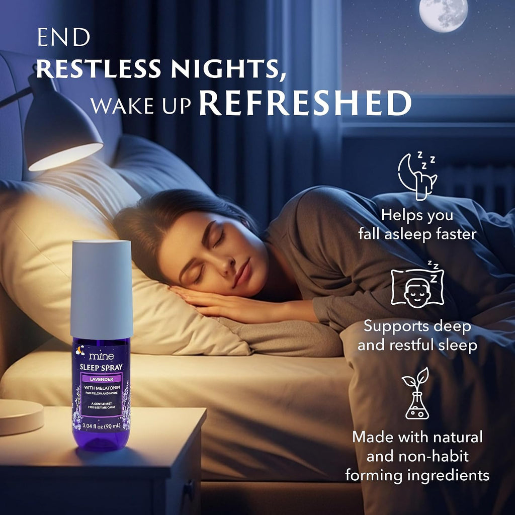 Lavender Sleep Spray with Melatonin - Natural Pillow Mist for Deep Sleep - Calming Lavender Linen Bed Spray - Set of 304