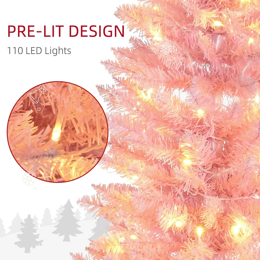 Noble Fir Artificial Pencil Christmas Tree Prelit 5' Pink