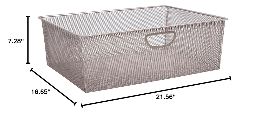 Closet Culture Wire Mesh Basket, Closet Pull Out Basket for Closet Organizer Systems, 22 in., Champagne Nickel Finish