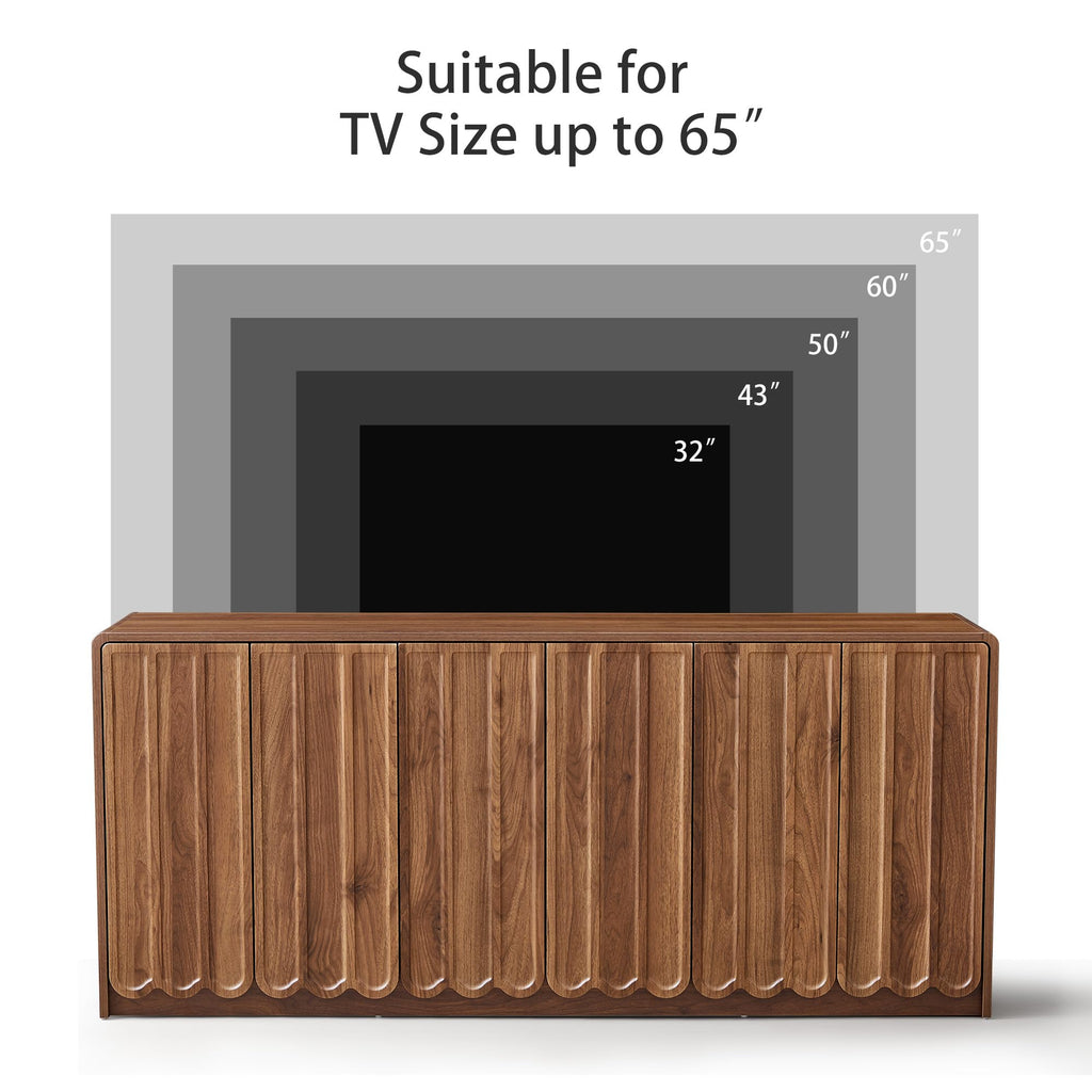 Sideboard Buffet Cabinet with Storage, Low Storage Cabinet Modern Wooden Accent Credenza Console Table TV Stand with