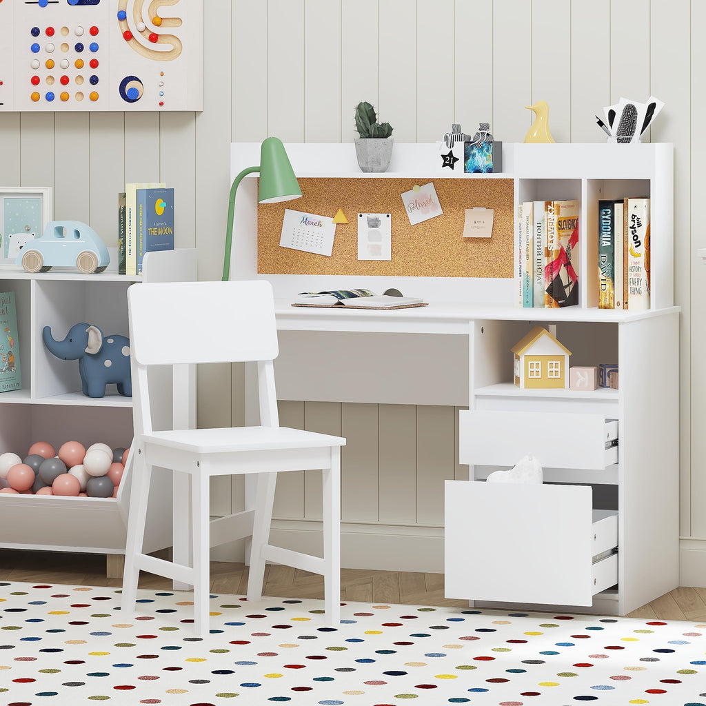 Wooden Kids Study Desk Set with Hutch and Storage for Ages 5-12