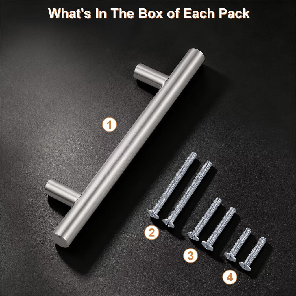 Brushed Nickel Cabinet Pulls & Handles 3-3/4" Hole Centers 30 Pack