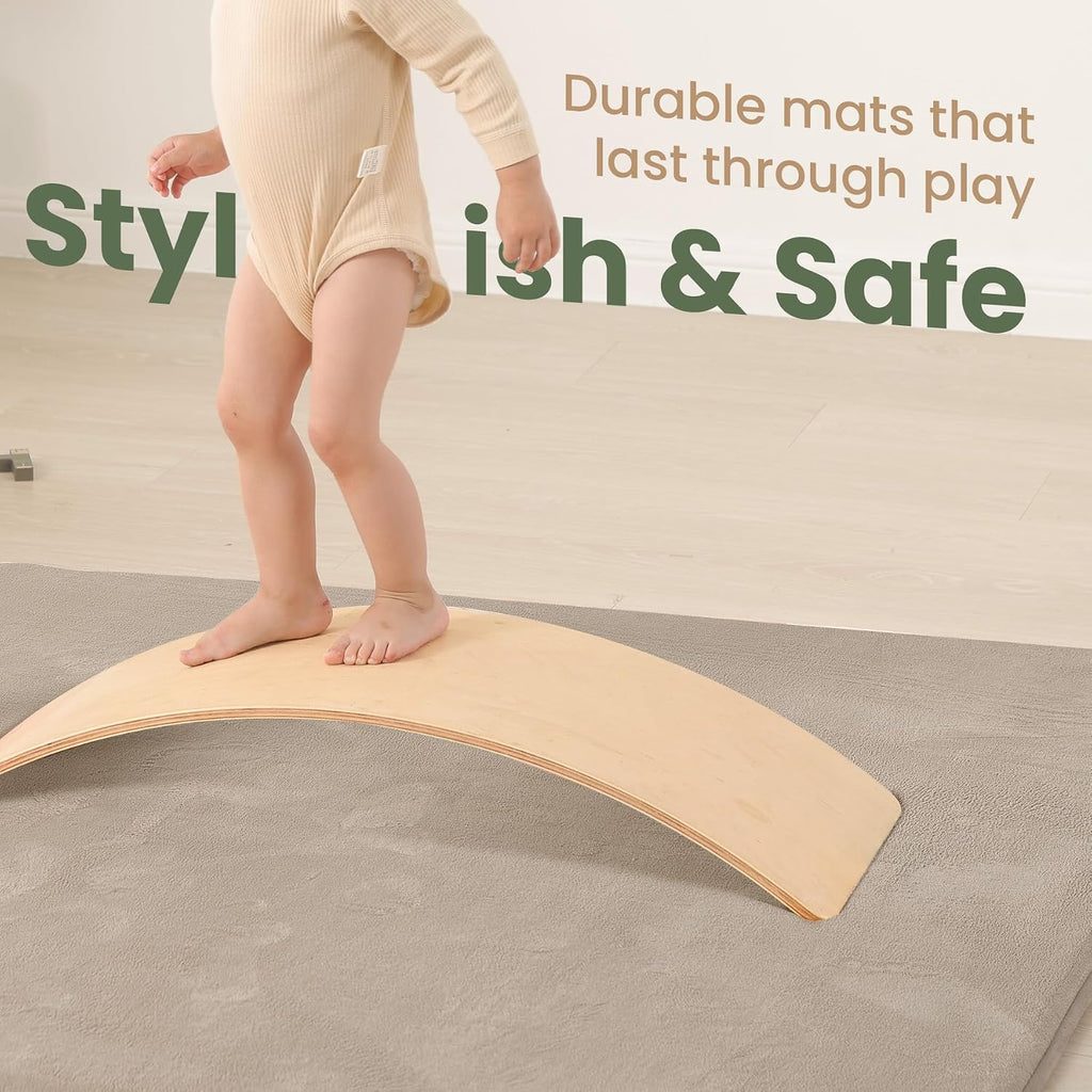 Play Mat for Floor,1.3" Thick Elasti-Foam 50"×74" Playpen Mat for Tummy Time,Water Repellent Soft Coral Velvet