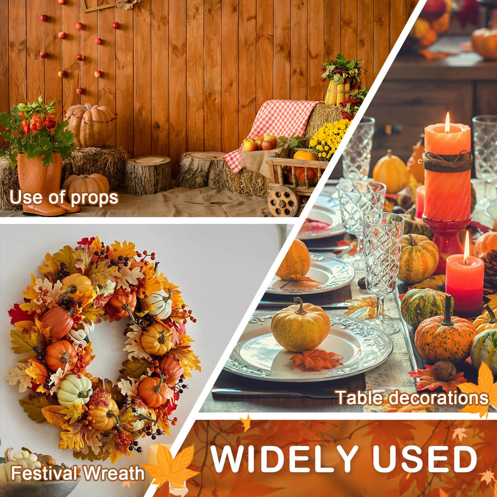 16 Pcs Artificial Velvet Pumpkins Small Fall Foam Pumpkin Decor