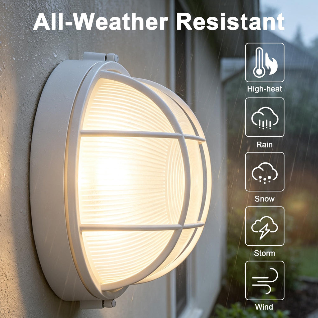 10inch White LED Bulkhead Light 2700K/3000K/3500K/4000K/5000K White Outdoor Porch Ceiling Lights Exterior White Round