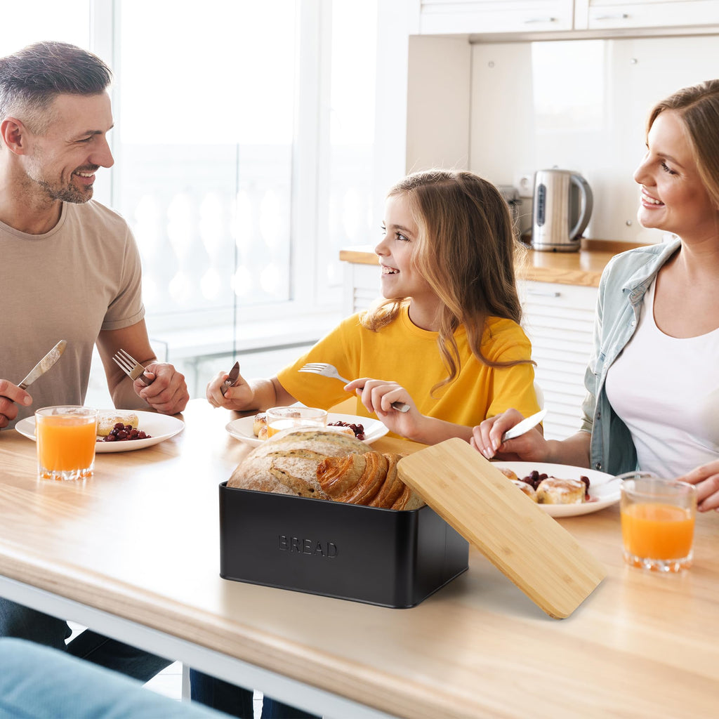 Bread Box - Beautiful With Wooden Lid For Your Kitchen Countertop