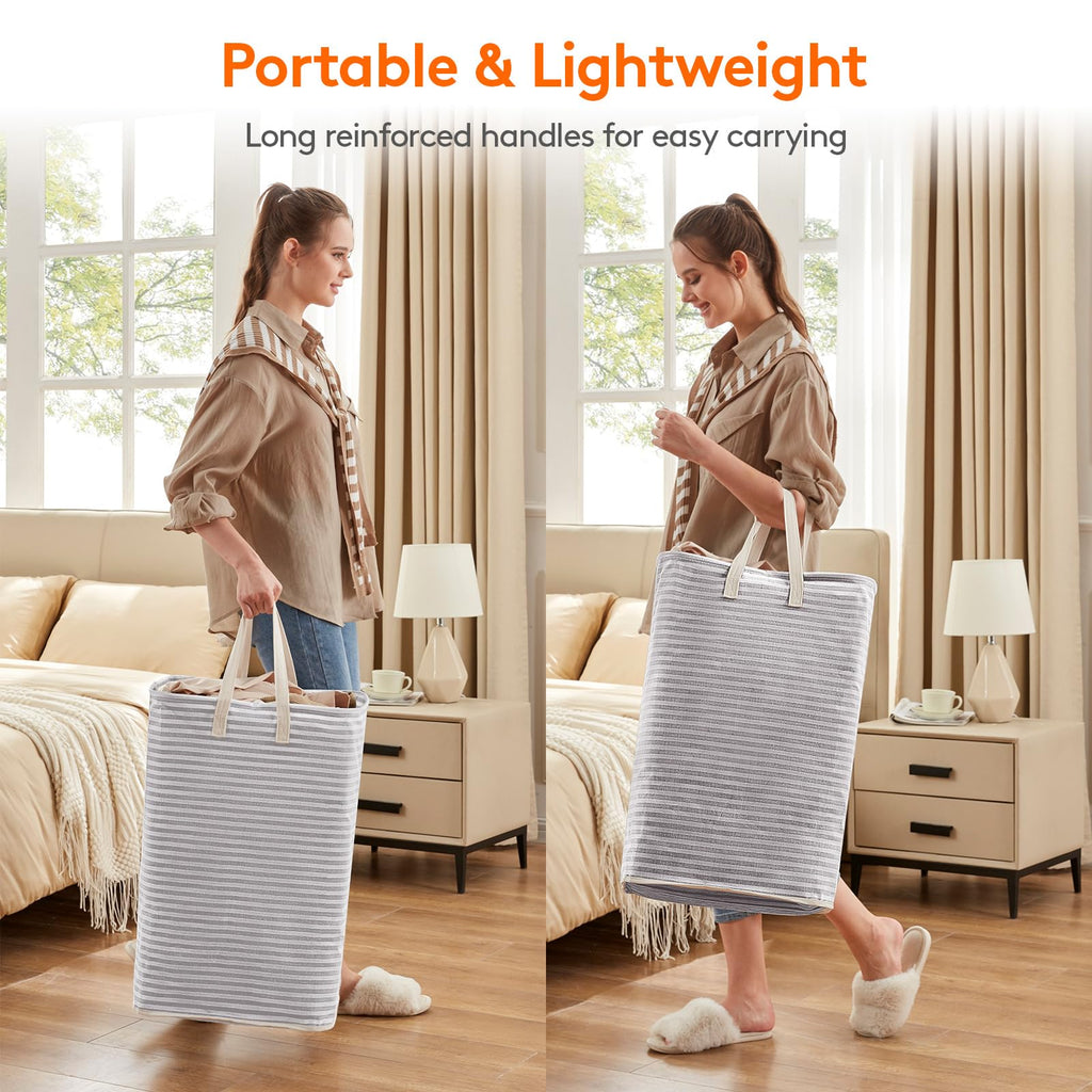 80L Large Laundry Baskets, Laundry Hampers Bags, 1 Pack, Grey