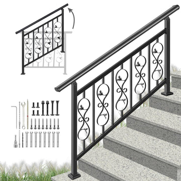 Unique Design 5 Step Hand Rails for Outdoor Steps, Adjustable