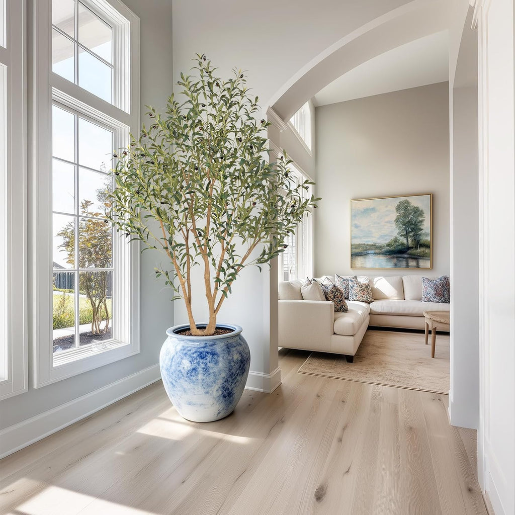 Majestic Faux Olive Tree 6ft - Artificial Olive Tree Indoor & Outdoor with Lifelike Leaves & Textured Branches