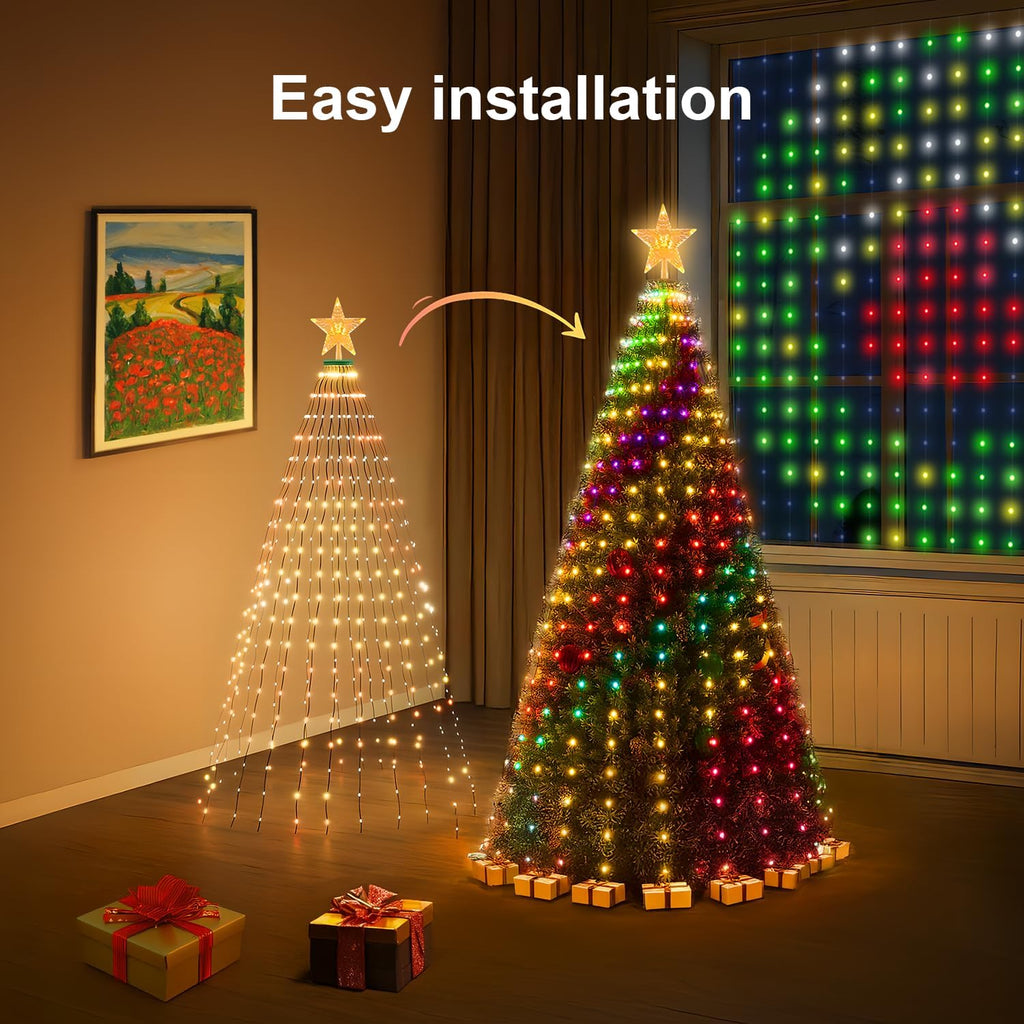 7ft Smart Christmas Tree Lights, 400 LED RGB+White, DIY 16 Million Colors & 12 Modes, App & Remote Control