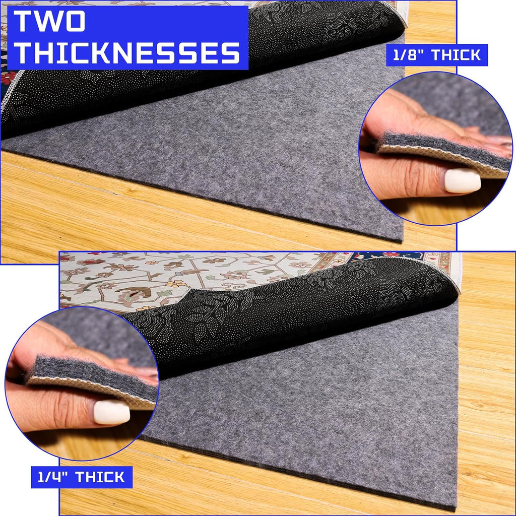 Waterproof Non-Slip 1/5" Extra Thick 9x12 ft Rug Pad for Large Area Rugs Durable Felt Floor Protection pad for All - Set of 108