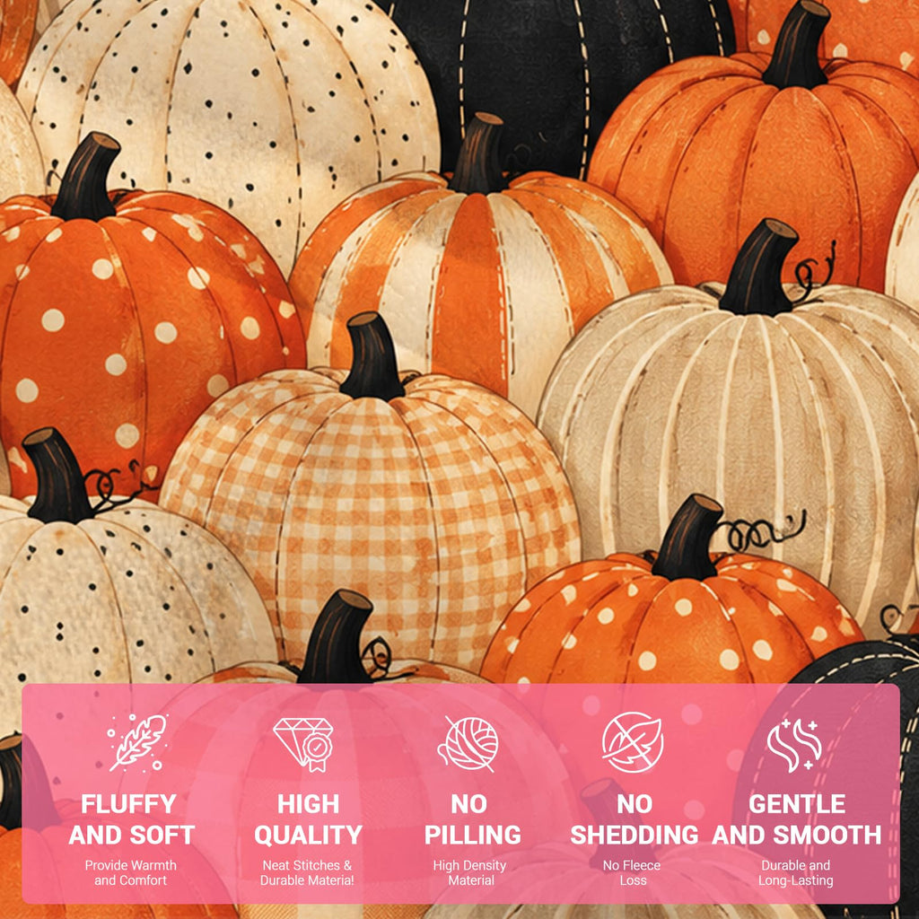Cozy Fall Blankets and Throws, Pumpkin Blanket for Couch, Autumn Throw Blanket 40" x 60"