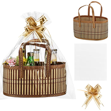 1 Set Baskets for Gifts Empty, Woven Bamboo Gift Baskets Empty