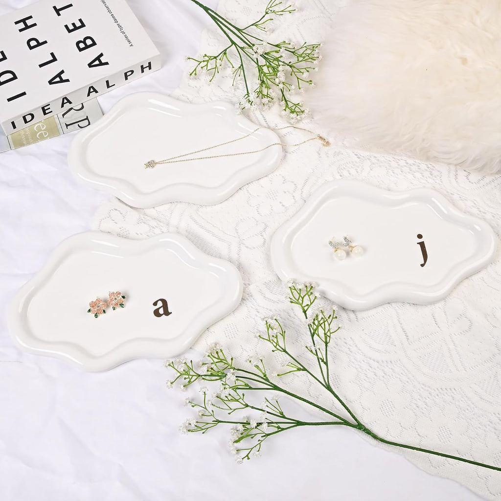 Ceramic Jewelry Large Decorative Cloud Tray, Trinket Dish (White)